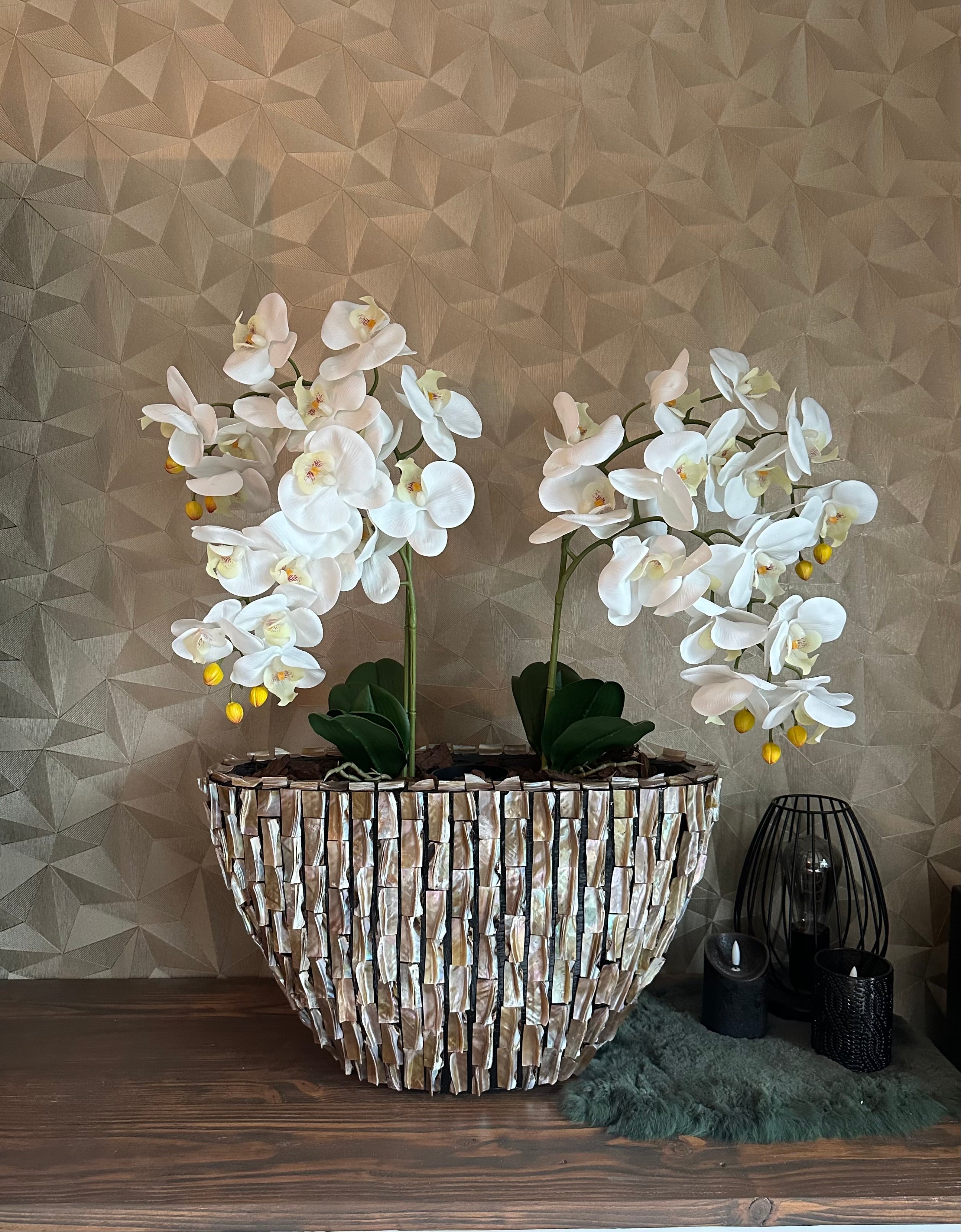 Natura Mare Schelpenvaas met orchideeën