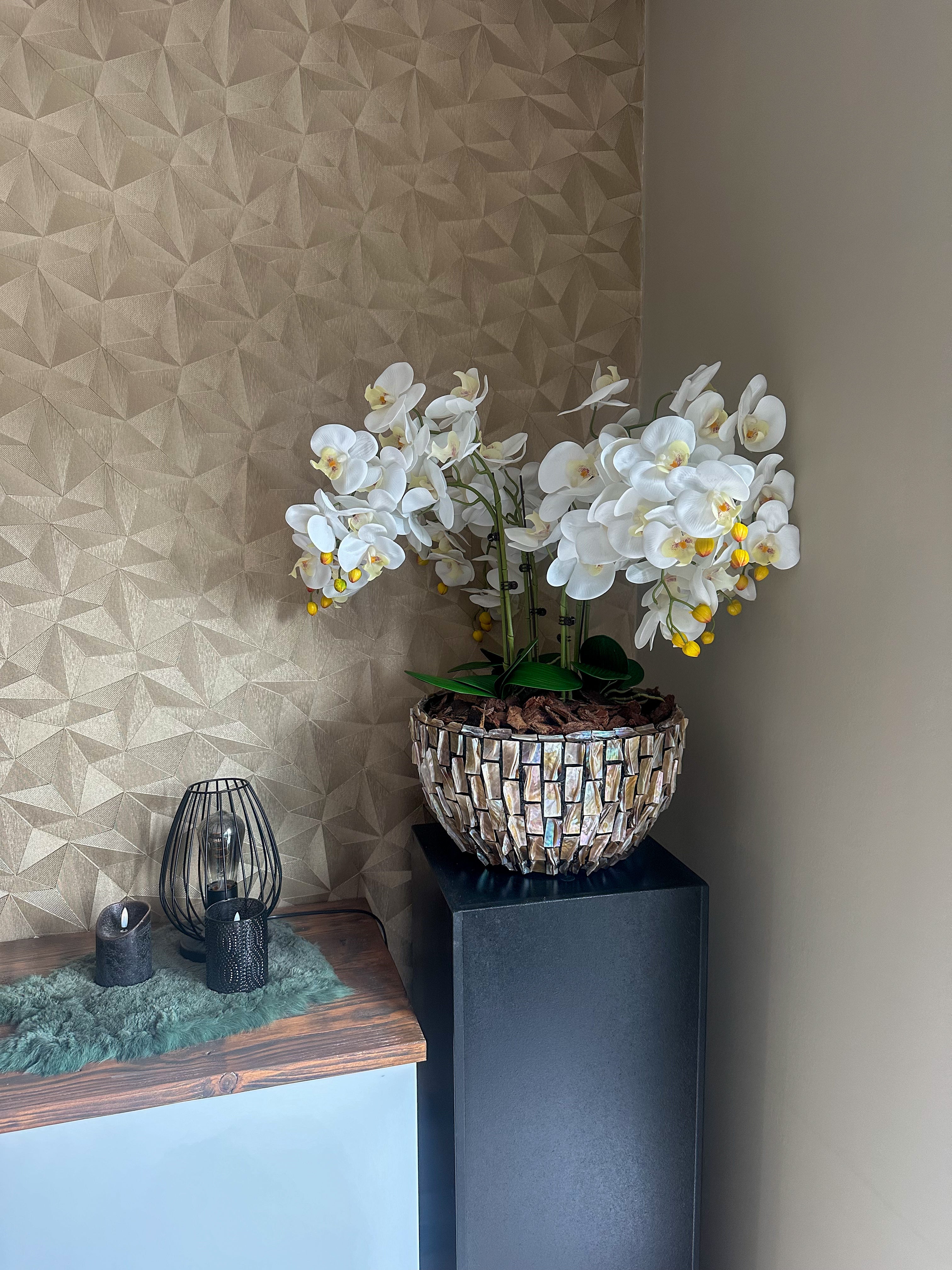 AquaMosaic Schelpenvaas met orchideeën