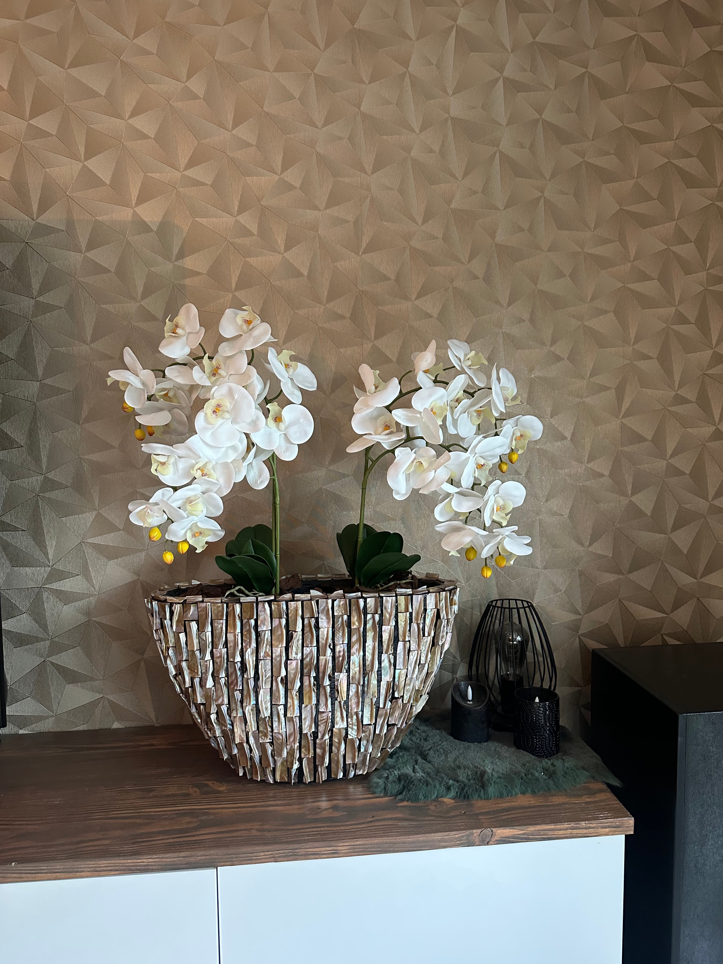 Natura Mare Schelpenvaas met orchideeën