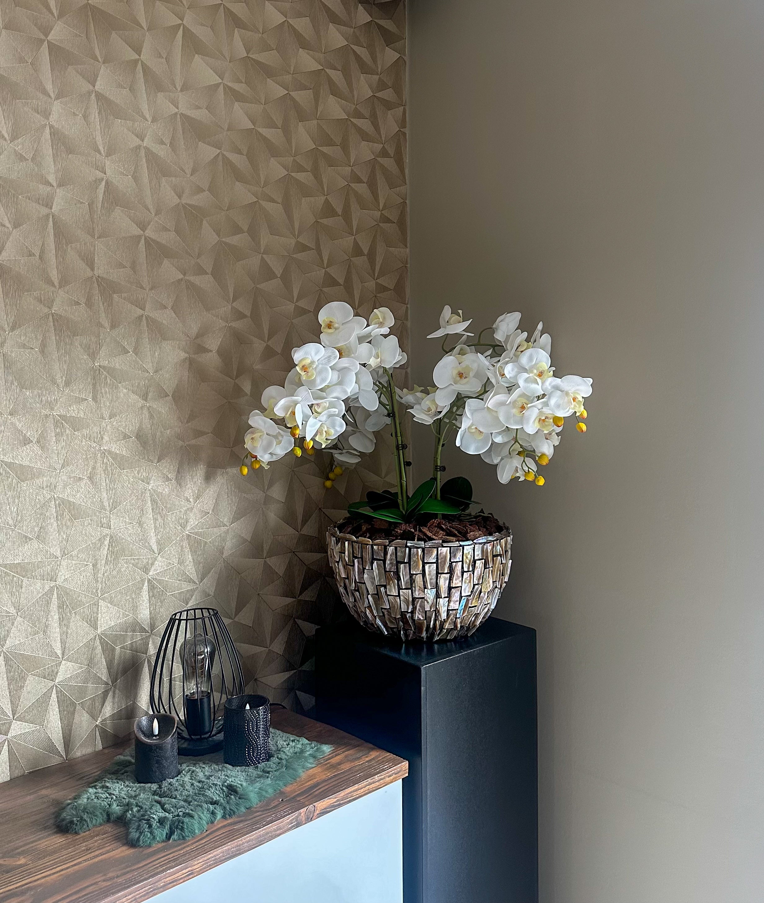 AquaMosaic Schelpenvaas met orchideeën